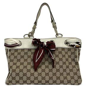 Gucci Tote GG Pattern Beige White Multi Leather X Multi